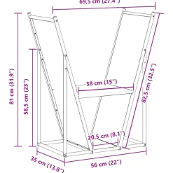 vidaXL Brandhoutrek 69,5x35x81 cm koudgewalst staal wit