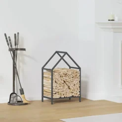 vidaXL Brandhoutrek 25x25x60 cm koudgewalst staal wit