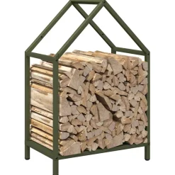 vidaXL Brandhoutrek 40x25x60 cm koudgewalst staal olijfgroen