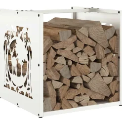 vidaXL Brandhoutrek 50x25x60 cm koudgewalst staal wit