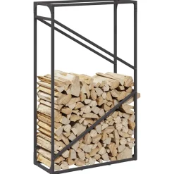 vidaXL Brandhoutrek 60x25x100 cm koudgewalst staal zwart