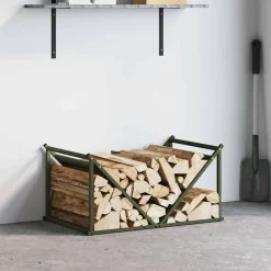 vidaXL Brandhoutrek 70x43x34,5 cm koudgewalst staal olijfgroen