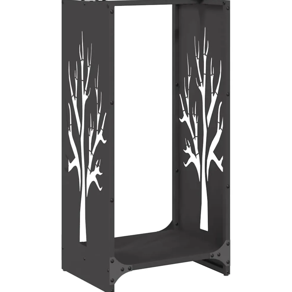 vidaXL Brandhoutrek 40x30x75 cm koudgewalst staal olijfgroen