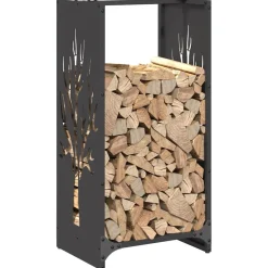 vidaXL Brandhoutrek 40x30x75 cm koudgewalst staal olijfgroen