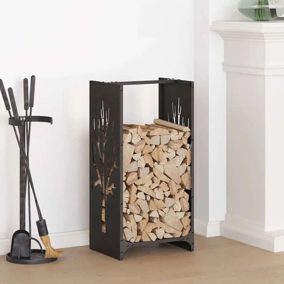 vidaXL Brandhoutrek 40x30x75 cm koudgewalst staal olijfgroen