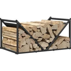 vidaXL Brandhoutrek 70x43x34,5 cm koudgewalst staal zwart