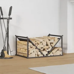 vidaXL Brandhoutrek 70x43x34,5 cm koudgewalst staal zwart