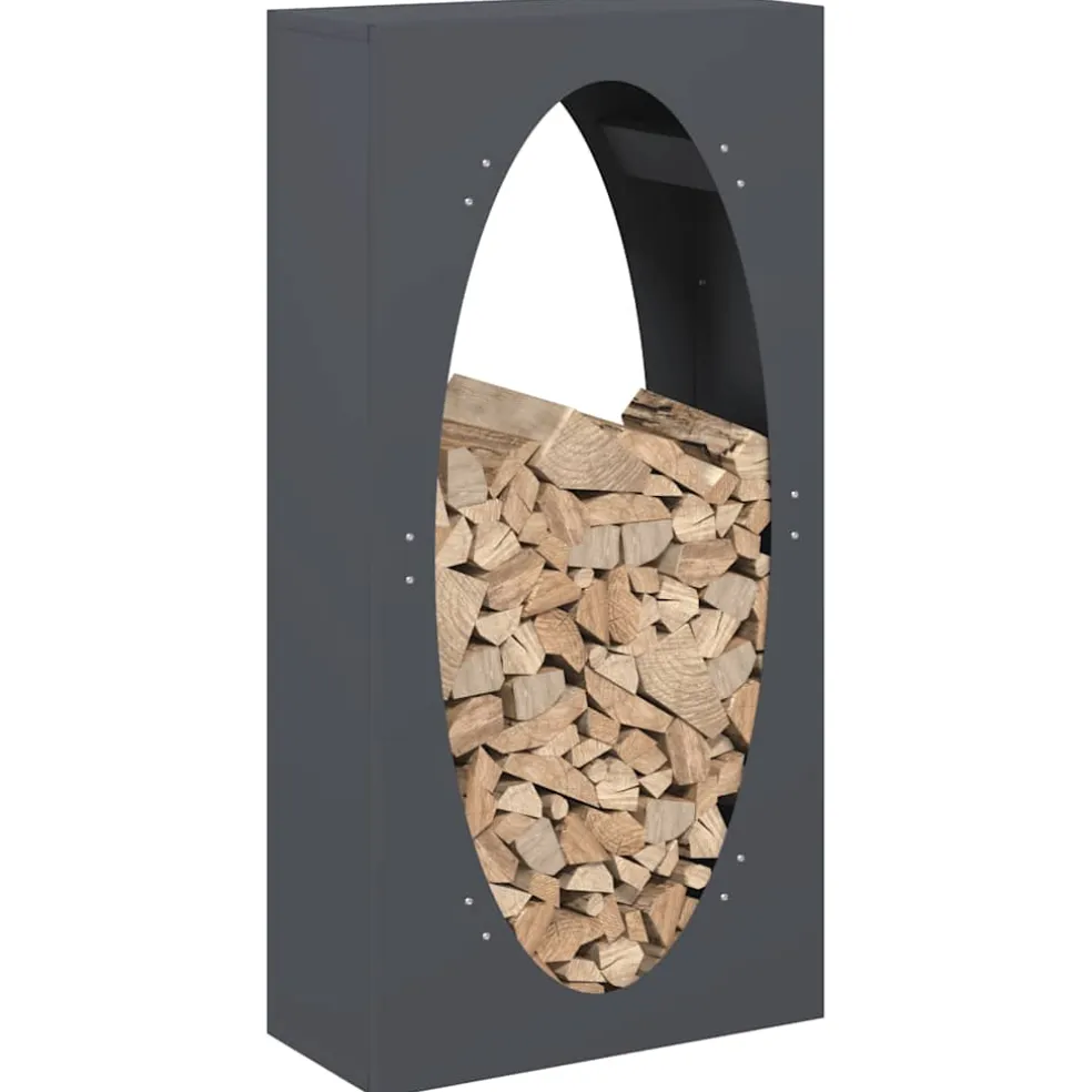 vidaXL Brandhoutrek 50x23x100 cm koudgewalst staal antracietkleurig