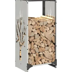 vidaXL Brandhoutrek 40x30x80 cm roestvrij staal