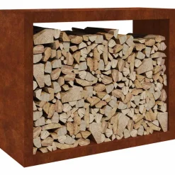 vidaXL Brandhoutrek 100x40x80 cm weervast staal