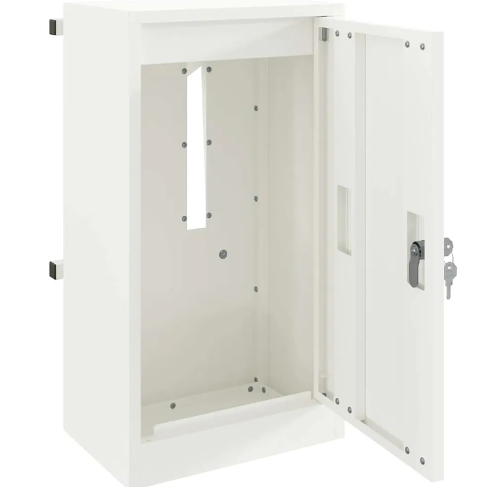 vidaXL Brievenbus met opslag met de deur Wit 30 x 20 x 55 cm Staal