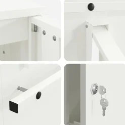 vidaXL Brievenbus met opslag met de deur Wit 30 x 20 x 55 cm Staal