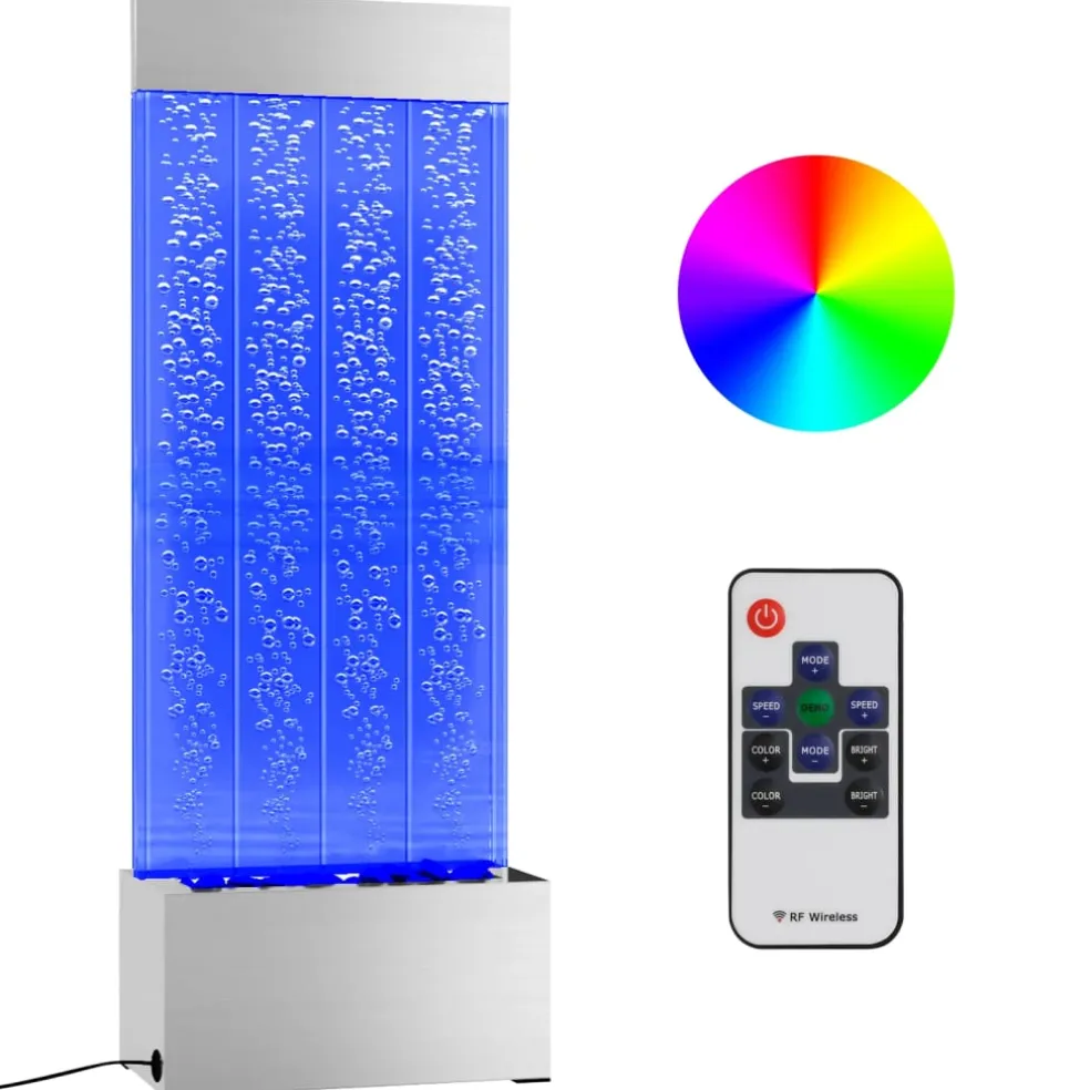 vidaXL Bubbelzuil met RGB LED's 110 cm roestvrij staal en acryl