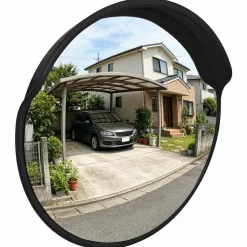 vidaXL Buiten Convex Verkeersspiegel Zwart Ø45 cm Polycarbonaat