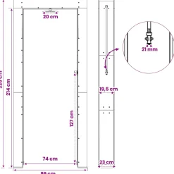 vidaXL Buitendouche 226 cm Massief acaciahout en roestvrij staal