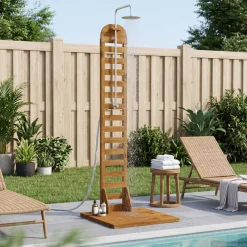 vidaXL Buitendouche 225 cm Massief acaciahout en roestvrij staal