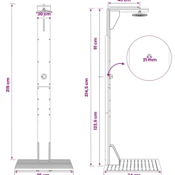 vidaXL Buitendouche 219 cm Massief acaciahout en roestvrij staal