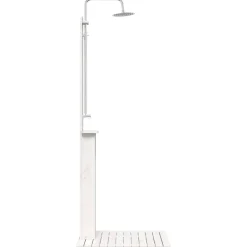 vidaXL Buitendouche 206 cm Massief grenenhout en roestvrij staal Wit