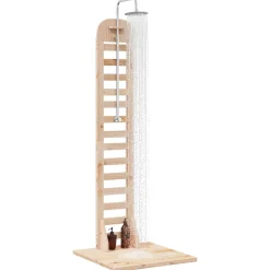 vidaXL Buitendouche 223 cm Massief grenenhout en roestvrij staal