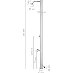 vidaXL Buitendouche 215 cm roestvrij staal