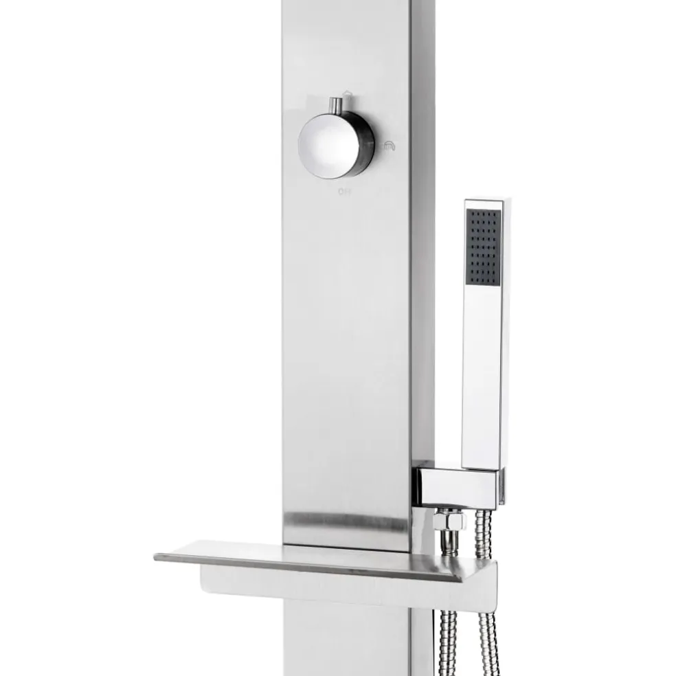 vidaXL Buitendouche met grijze basis 225 cm roestvrij staal