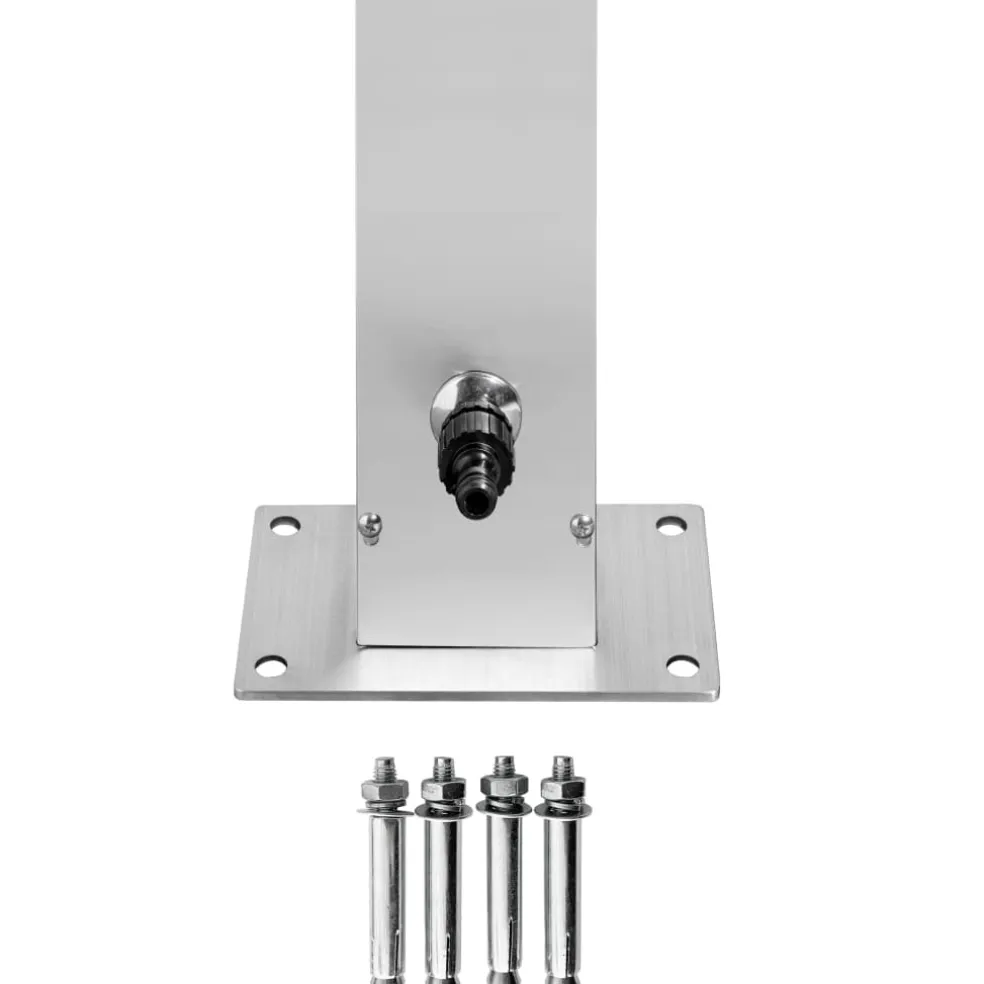 vidaXL Buitendouche met grijze basis 225 cm roestvrij staal