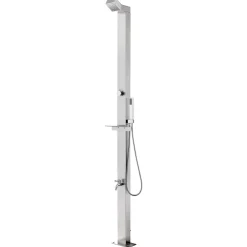 vidaXL Buitendouche met grijze basis 225 cm roestvrij staal