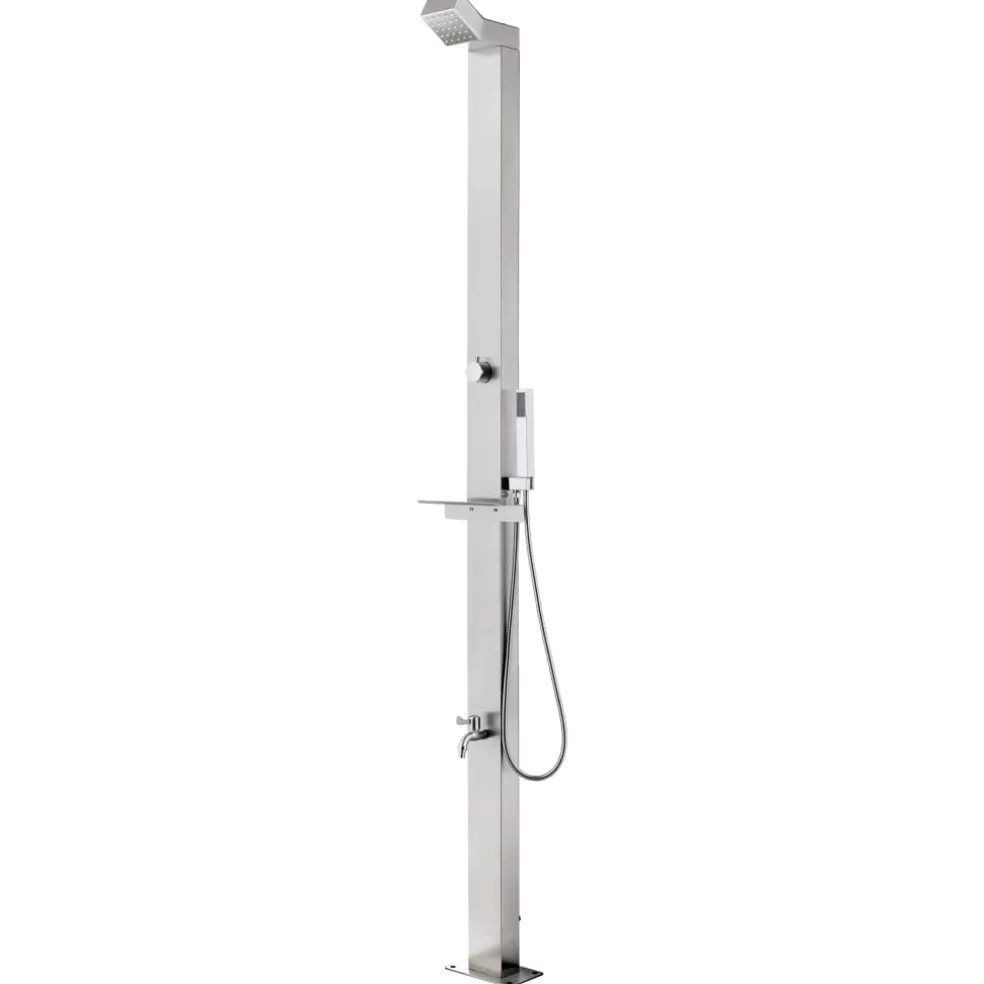 vidaXL Buitendouche met grijze basis 225 cm roestvrij staal