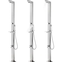 vidaXL Buitendouche met grijze basis 225 cm roestvrij staal