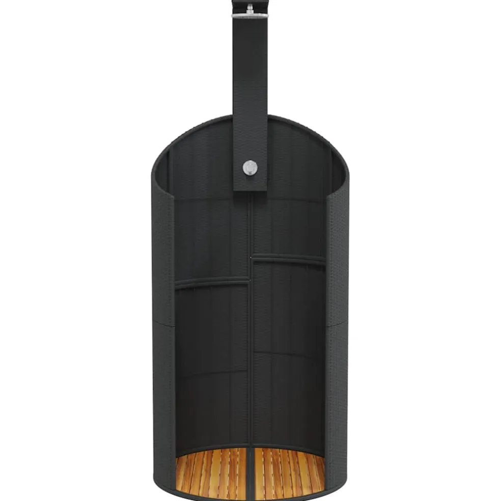 vidaXL Buitendouche 100x100x241,5 cm poly rattan en acaciahout zwart