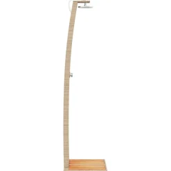 vidaXL Buitendouche 55x60x224 cm poly rattan en acaciahout beige