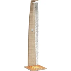 vidaXL Buitendouche 55x60x224 cm poly rattan en acaciahout beige