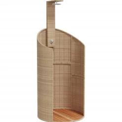 vidaXL Buitendouche 100x100x241,5 cm poly rattan en acaciahout beige