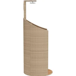 vidaXL Buitendouche 100x100x241,5 cm poly rattan en acaciahout beige