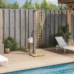 vidaXL Buitendouche 50x55x224 cm poly rattan en acaciahout grijs