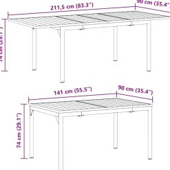 vidaXL Buiten Eettafel Opvouwbaar Antraciet 210 x 90 x 73 cm Staal