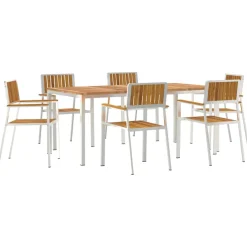 vidaXL Buiten eettafelset 7 st 180 x 90 x 75 cm