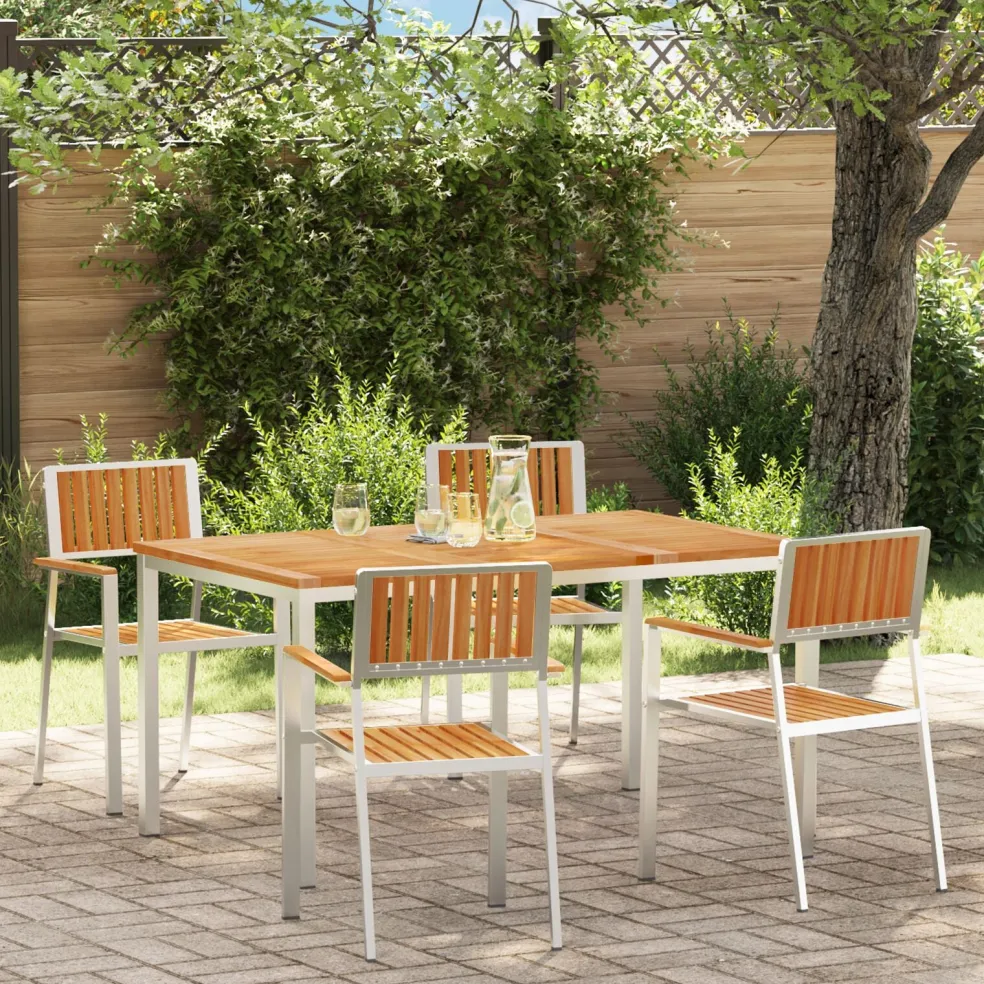 vidaXL Buiten eettafelset 5 st 150 x 90 x 75 cm