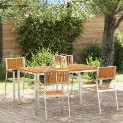 vidaXL Buiten eettafelset 5 st 150 x 90 x 75 cm