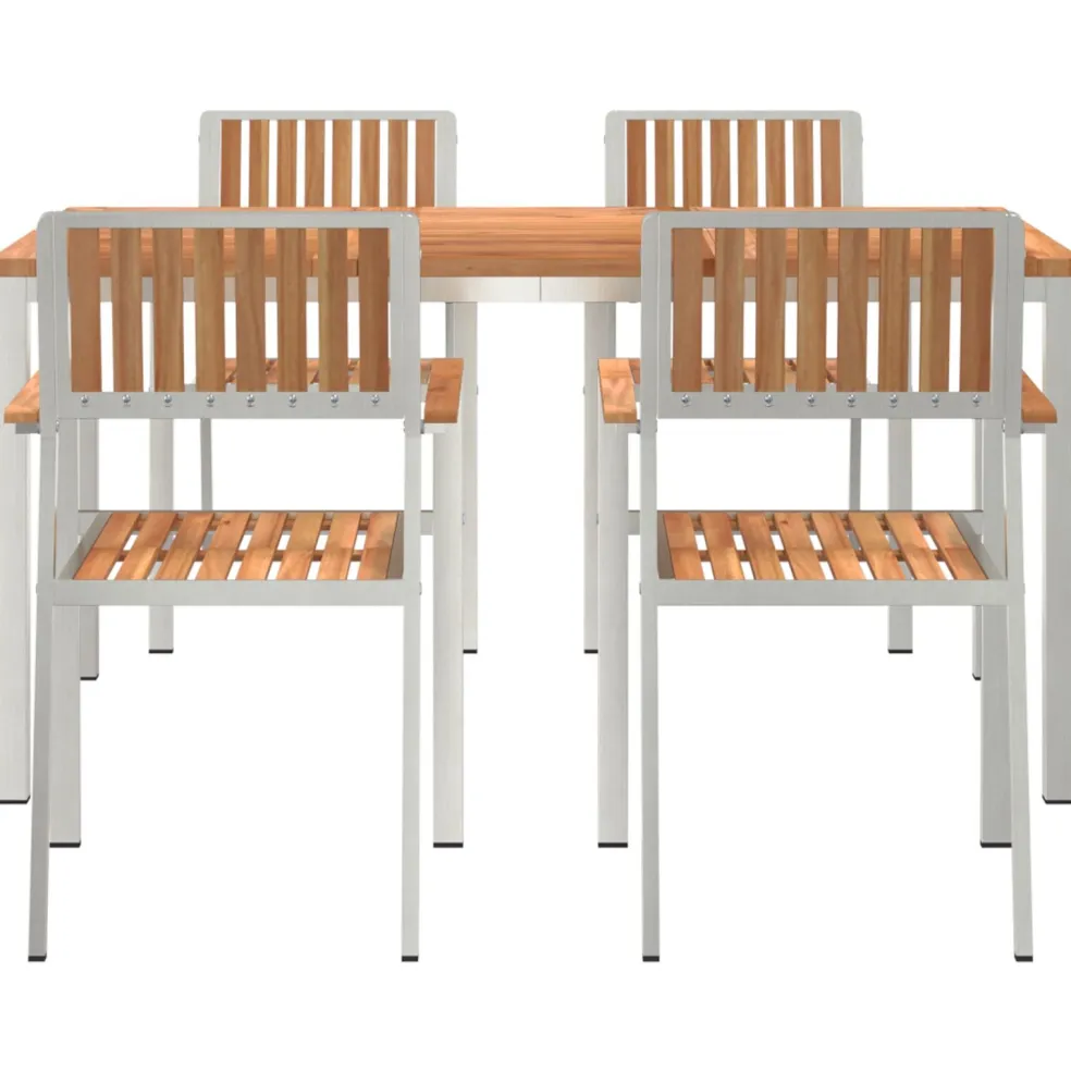vidaXL Buiten eettafelset 5 st 150 x 90 x 75 cm