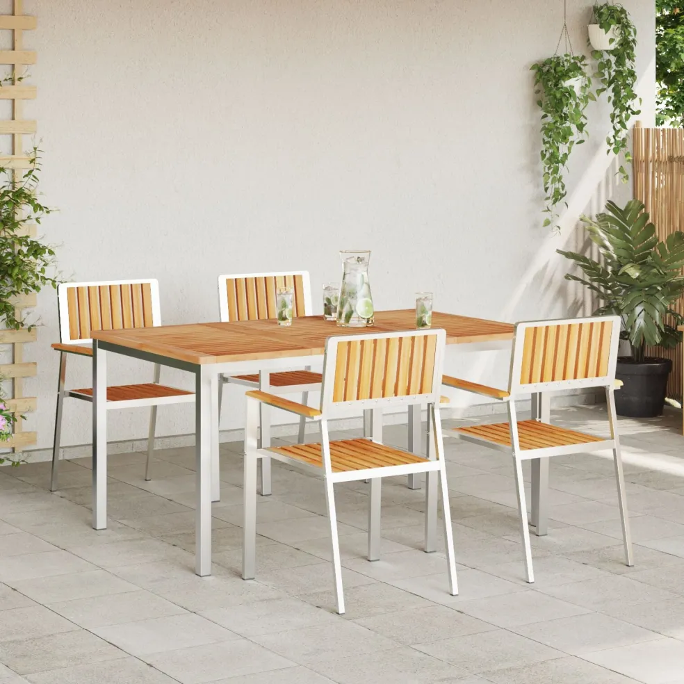 vidaXL Buiten eettafelset 5 st 150 x 90 x 75 cm