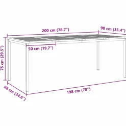 vidaXL Buiten eettafelset 7 st 200 x 90 x 75 cm
