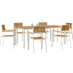 vidaXL Buiten eettafelset 7 st 200 x 90 x 75 cm
