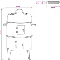 vidaXL Buiten Grill Ø 40 x 80 cm Staal Zwart