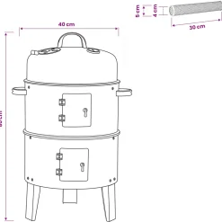 vidaXL Buiten Grill Ø 40 x 80 cm Staal Zwart