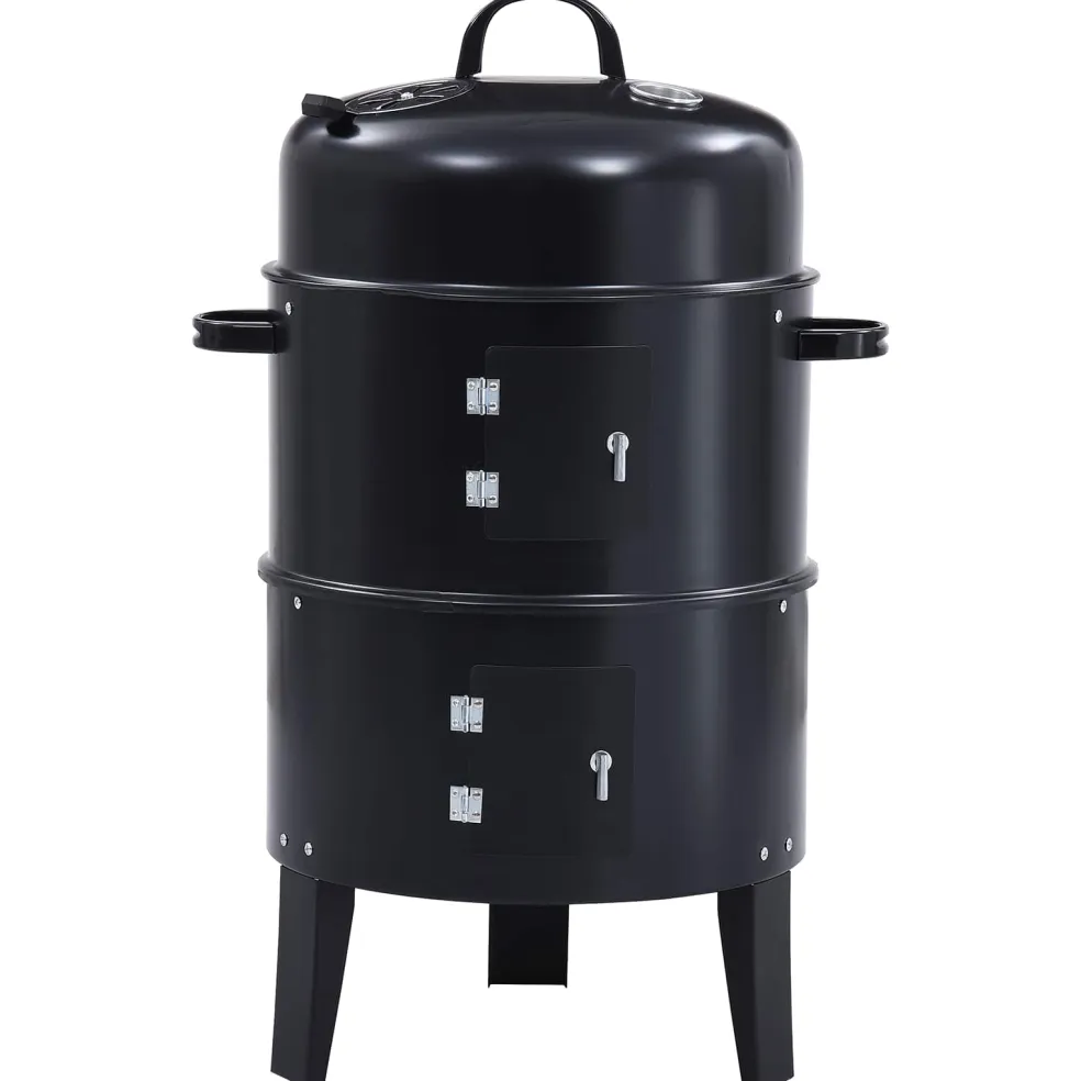 vidaXL Buiten Grill Ø 40 x 80 cm Staal Zwart