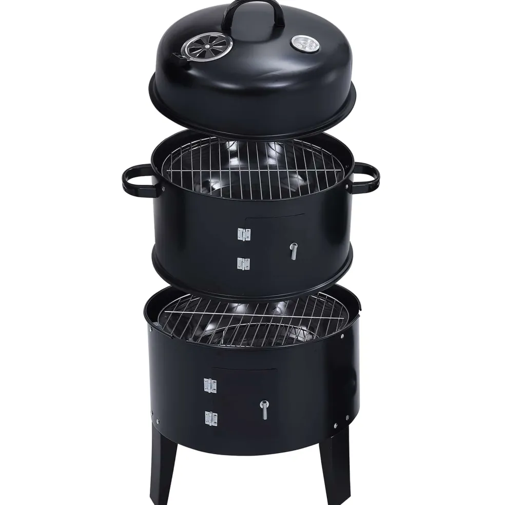 vidaXL Buiten Grill Ø 40 x 80 cm Staal Zwart