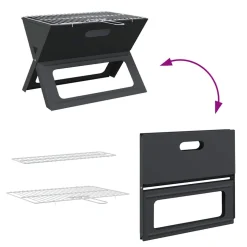 vidaXL Buiten Grill 46 x 31 x 31 cm Staal Zwart