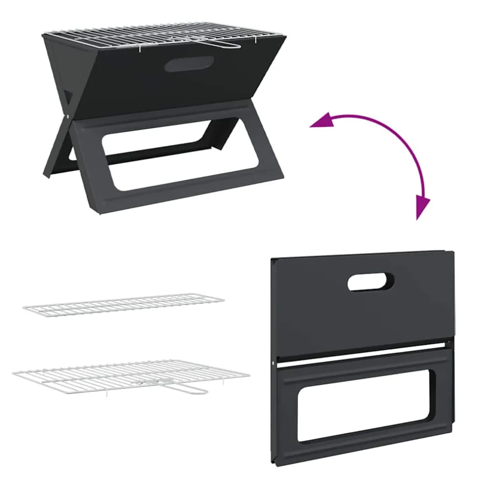 vidaXL Buiten Grill 46 x 31 x 31 cm Staal Zwart