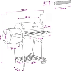 vidaXL Buiten Grill 103 x 60 x 113 cm Staal Zwart